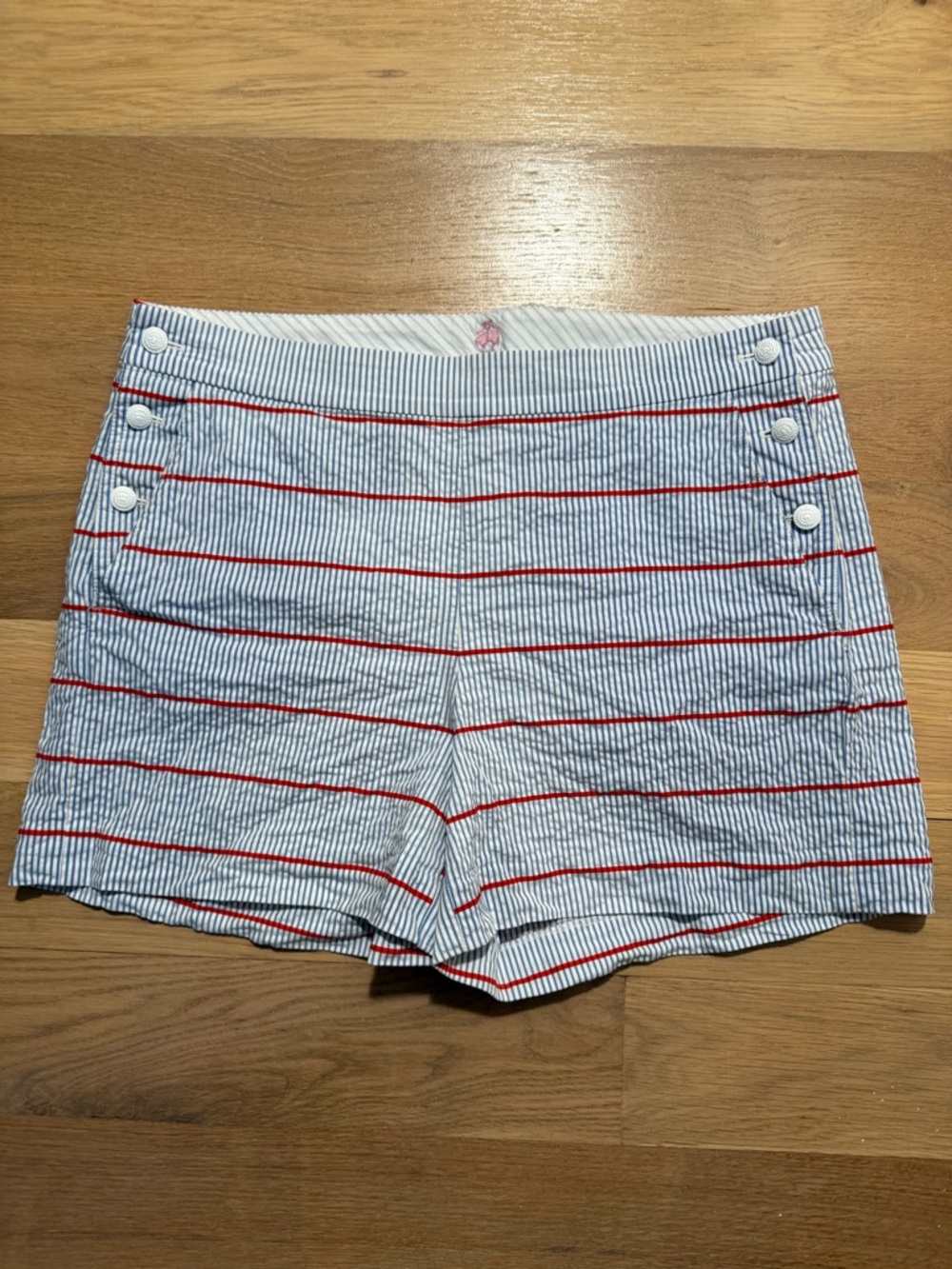 Brooks Brothers Blue and Red Striped High-Waist Shorts